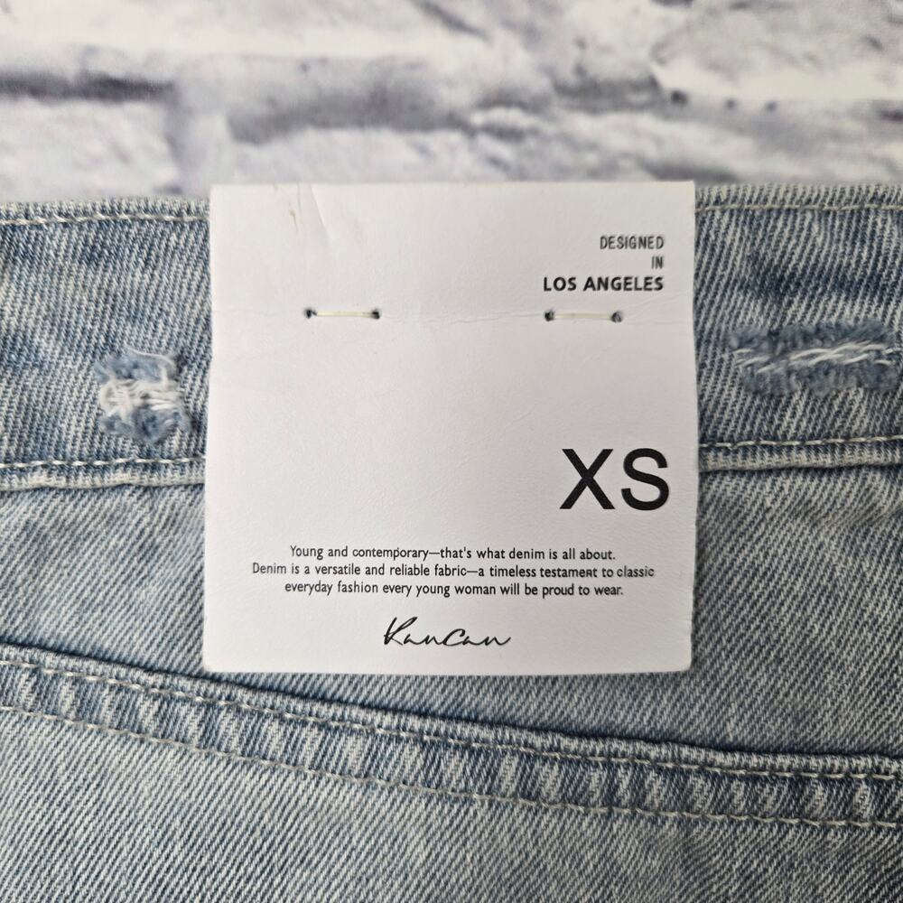 NWT KanCan Bella Denim Skirt Ripped Distressed Fray Hem Light Wash size XS - Picture 2 of 13